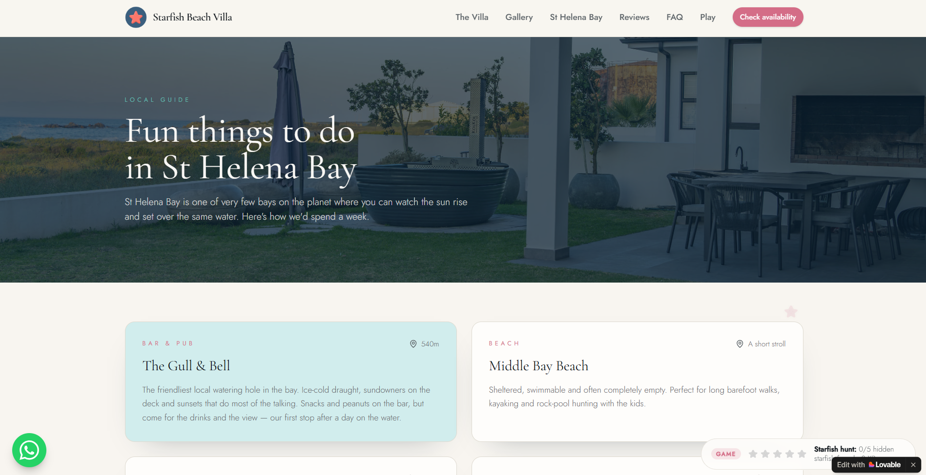 Screenshot of the live Starfish — Local guide website built by VDV Digital