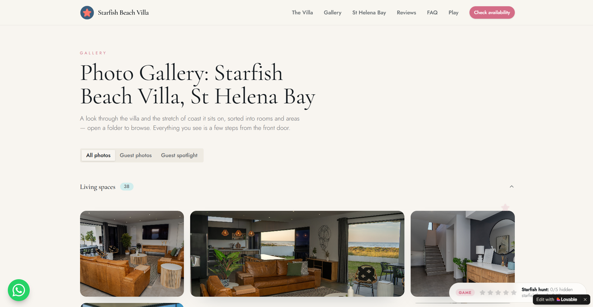 Screenshot of the live Starfish — Gallery website built by VDV Digital